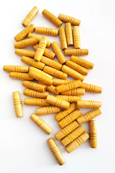 20 Gr (45 Adet) Ahşap Boncuk 25 mm boy x 10 mm en Doğal Ahşap Makrome El İşi Çanta - 3