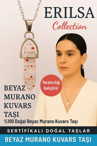 Sertifikalı Çivi Model Beyaz Murano Kuvars Doğal Taş Kolye – Yaratıcılığı Geliştirir ürün görseli