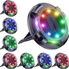 4'lü Solar Panelli Kazıklı Zemin Solar Ledi 8+4 Led Rgb - 1