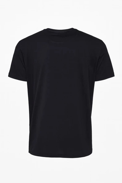 Erkek Basic Tişört – Rahat Kesim, Pamuk Kumaş, Siyah & Beyaz - Resim 2