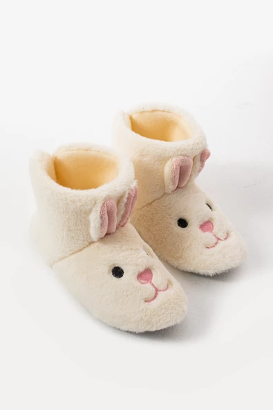 Albishoes Kız Çocuk Kulak Tavşan Figürlü Ev Botu Panduf Çocuk Peluş Rahat Sessiz Taban Ev Ayakkabısı - 5