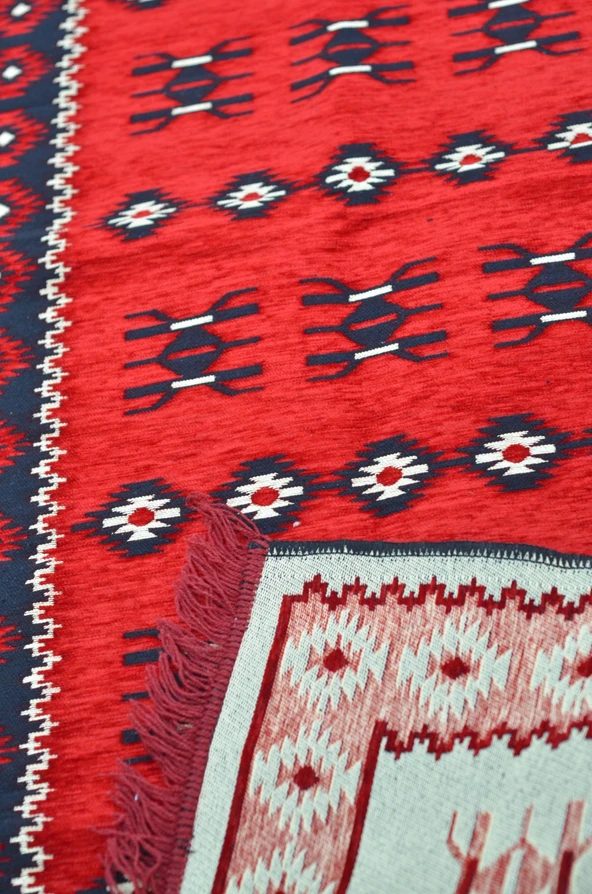 Etnik Motifli Otantik Dekoratif Kilim Desenli Halı (80cmx200cm) M1 - 4