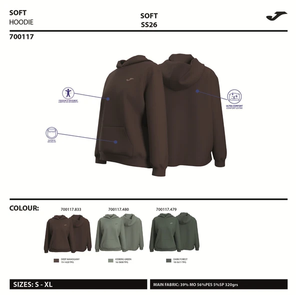 Joma Breath Hoodie Navy Blue Erkek Lacivert Mavi Kapüşonlu Sweatshirt - Resim 4