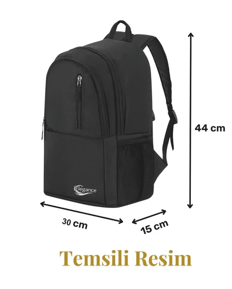 Elegance Unisex Geniş Hacimli Çok Gözlü Su Geçirmez Lise Ortaokul İlkokul Okul Çantası Mor - 3