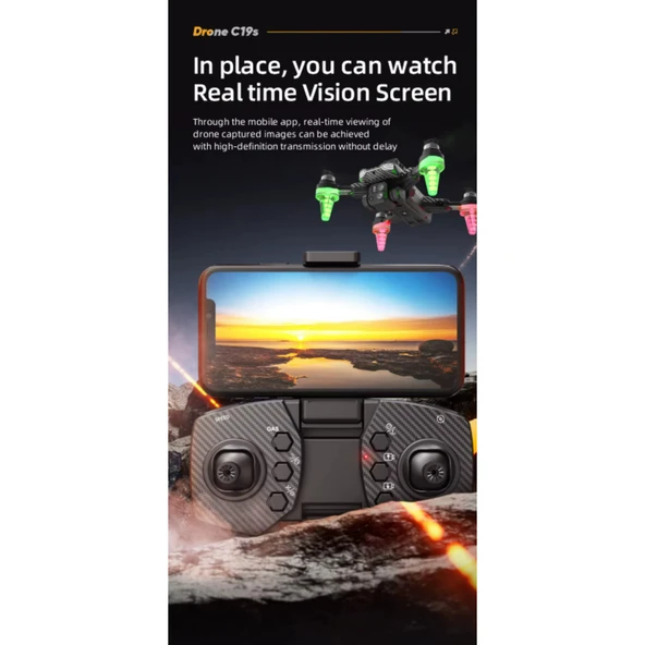 Ozmik C19S Drone 360 derece engel kaçınma karbon fiber drone Wifili 1080p çözünürlüklü - Resim 4