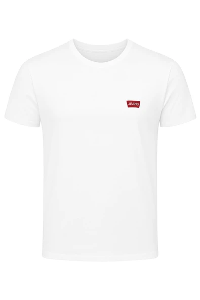 Erkek Basic Tişört – Rahat Kesim, Pamuk Kumaş, Siyah & Beyaz - Resim 5