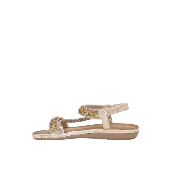 Kadın Taşlı Düz Sandalet 25y152-1 - Resim 4