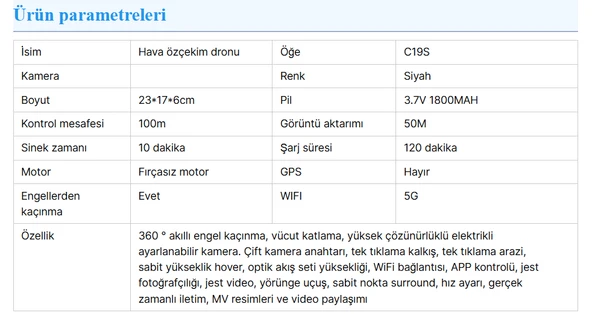 Ozmik C19S Drone 360 derece engel kaçınma karbon fiber drone Wifili 1080p çözünürlüklü - Resim 9