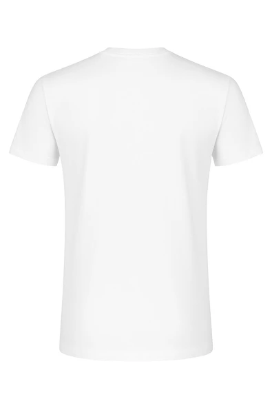 Erkek Basic Tişört – Rahat Kesim, Pamuk Kumaş, Siyah & Beyaz - Resim 6