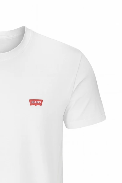 Erkek Basic Tişört – Rahat Kesim, Pamuk Kumaş, Siyah & Beyaz - Resim 7