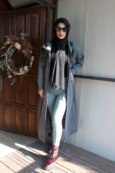 Günlük Kışlık Tam Boy Kadın Tesettür Ceket - 4