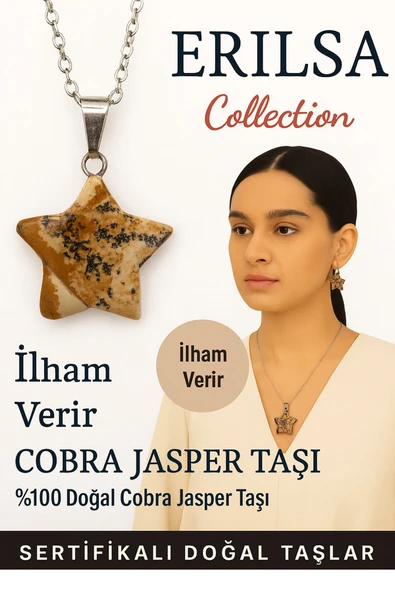 Sertifikalı Yıldız Model Cobra Kahverengi Jasper Doğal Taş Kolye İlham Verir ürün görseli
