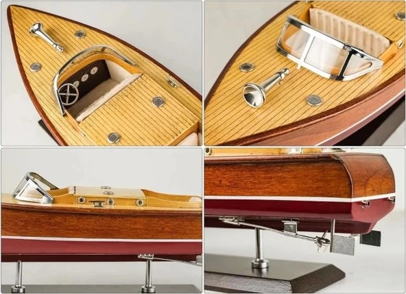 SAILINGSTORY Ahşap Tekne Riva Aquarama Sürat Teknesi 1/20 Ölçekli - 4