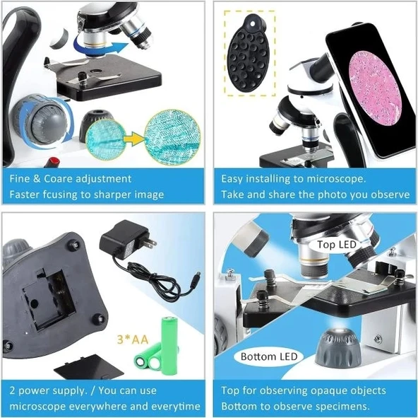 CRSPEXIL 40X-2000X Çocuk Öğrenciler Yetişkinler İçin Mikroskoplar - Resim 5