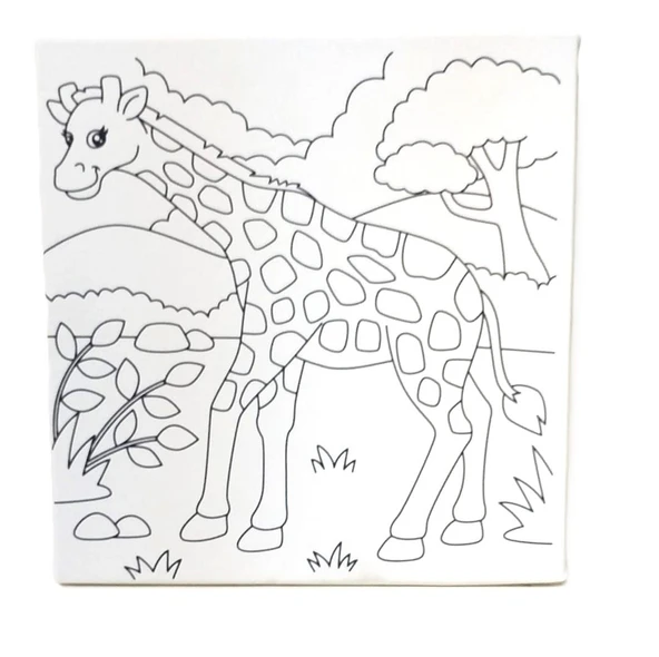 Hayal Sepeti zürafa modeli Tuval 20 X 20  6lı boya, fırça Boyama seti - 2