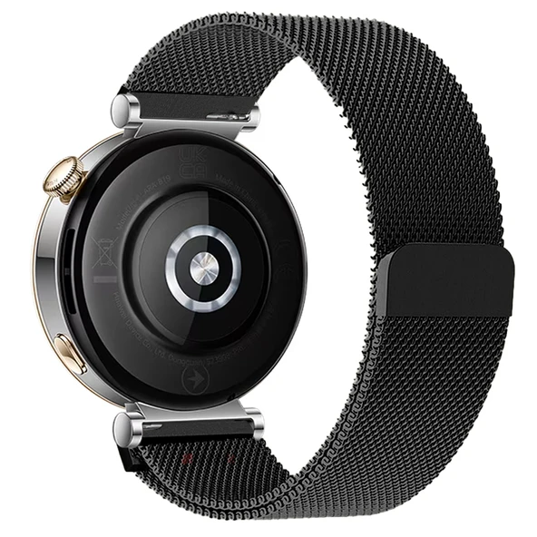 Huawei Watch GT5 Pro 42mm Uyumlu Manyetik Milanese Loop Metal Kordon   Siyah - Resim 2