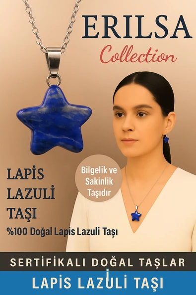 Sertifikalı Yıldız Model Lapis Lazuli Kolye Bilgelik ve Sakinlik Veren Doğal Taş ürün görseli
