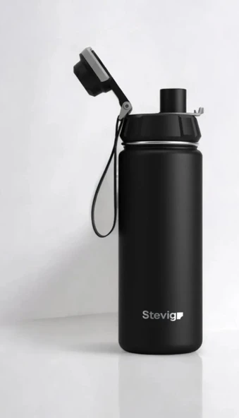 Stevig ST-251 4 Work Flip Open Coffee Mug Çelik Termos 400ML Grey - 3