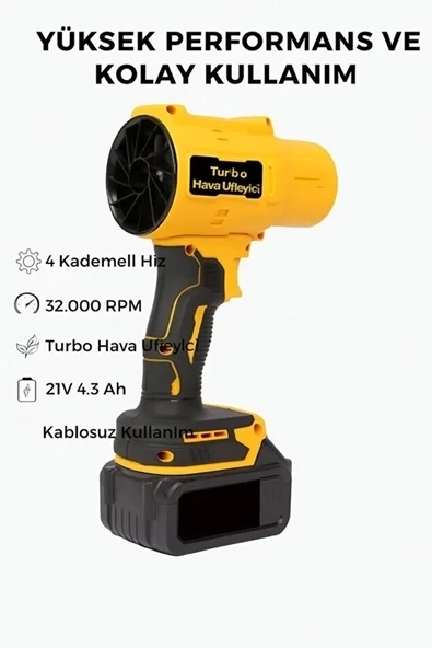 Ahv-18 Turbo Hava Üfleyici | 4 Kademe Hız | 21v 431w Kablosuz Blower | 32.000 Rpm’’ - 3
