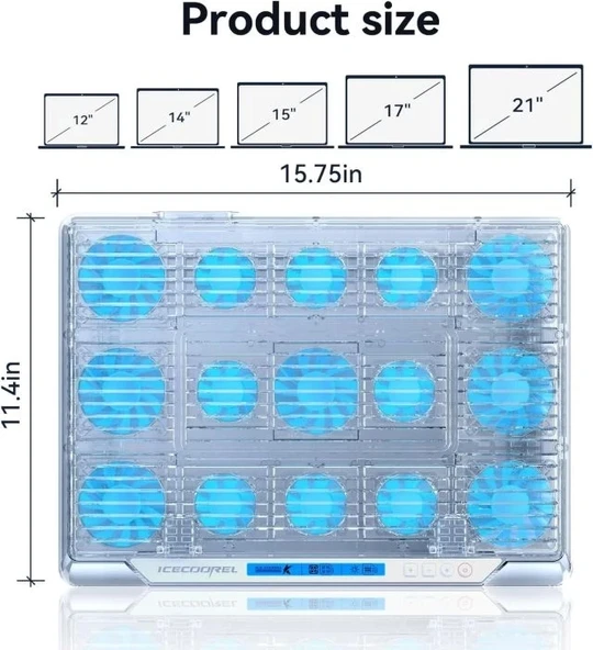 ICE COOREL Dizüstü Bilgisayar Soğutma Pedi - 38-43.9 cm - 7