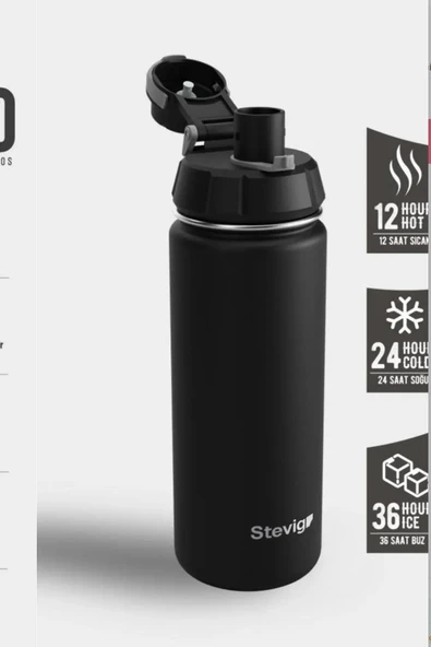 Stevig ST-251 4 Work Flip Open Coffee Mug Çelik Termos 400ML Grey - 2