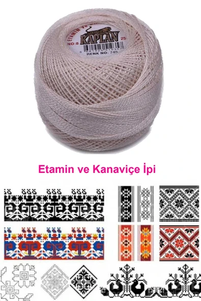 Kaplan Etamin Ve Kanaviçe İpi 8 No Kod/Renk: 745 - Royaleks - 2