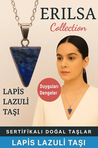 Sertifikalı Piramit Model Lapis Lazuli Taşı Kolye - Duyguları Dengeleyen Doğal Taş