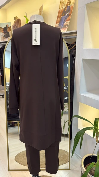 Misswhence Fermuar Detaylı Tunik 38020 KAHVE - Resim 3