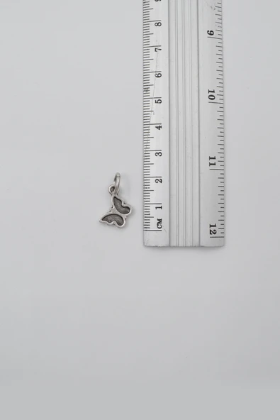 Minimalist Kelebek Düz Ezme Zincir Kolye - Antik Gümüş Kaplama - Kadın Erkek - 60 cm - Resim 3