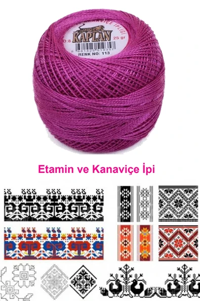 Kaplan Etamin Ve Kanaviçe İpi 8 No Kod/Renk: 113 - Royaleks - 2