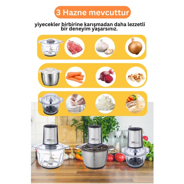 Instantchopper 1000 PRO 2.3 L Cam ve Çelik Hazneli Et Kıyma & Sebze Rondo Doğrayıcı  1.2 L Hazne - 3