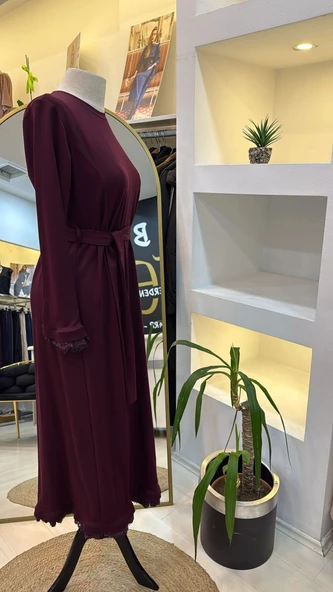 Misswhence Güpür Detaylı Elbise 38823 BORDO - 2