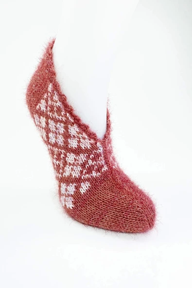 2 Çift El Örgüsü Kışlık Şık Kadın Yün Patik Set 3 - Resim 4