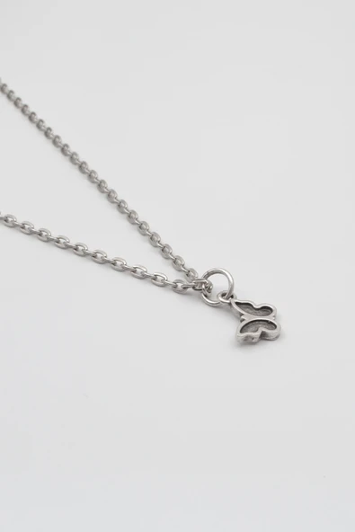 Minimalist Kelebek Düz Ezme Zincir Kolye - Antik Gümüş Kaplama - Kadın Erkek - 60 cm - Resim 2