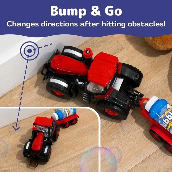 PREXTEX Bump & Go Baloncuk Üfleyen Traktör Oyuncağı - 5