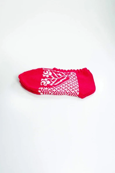 2 Çift El Örgüsü Kışlık Şık Kadın Yün Patik Set 7 - Resim 2