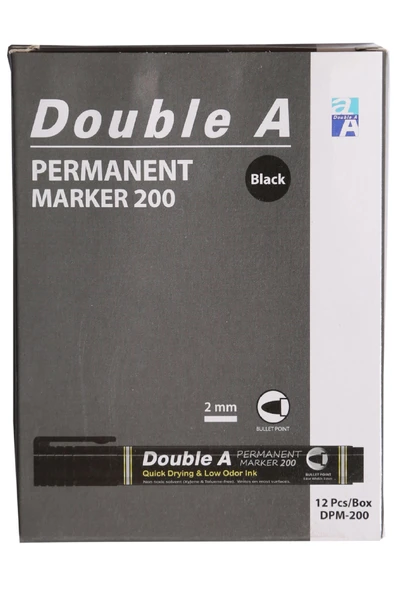 Double A Permanent Yuvarlak Uçlu Kalem Siyah  12'li ürün görseli 1