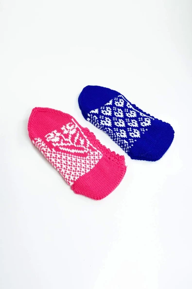 2 Çift El Örgüsü Kışlık Şık Kadın Yün Patik Set 12 ürün görseli