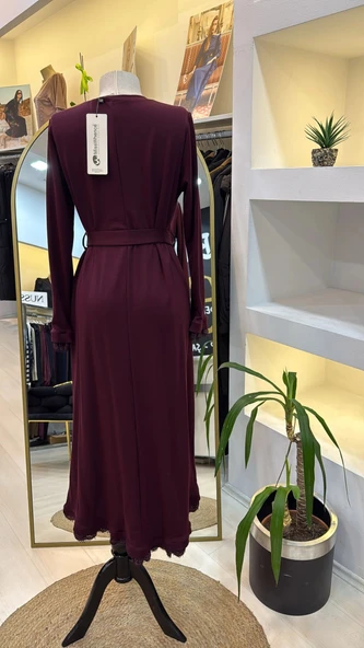 Misswhence Güpür Detaylı Elbise 38823 BORDO - 4