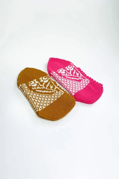 2 Çift El Örgüsü Kışlık Şık Kadın Yün Patik Set 7 ürün görseli