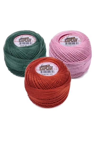 3 Adet Kaplan Etamin Ve Kanaviçe İpi 8 No Kod/Renk: 726 - PUDRA - 918 - Ryl ürün görseli