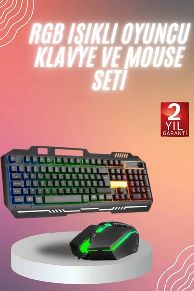 RGB Işıklı Gaming Oyuncu Klavye Q Klavye Mouse Hediyeli ürün görseli 1