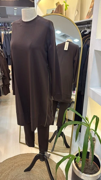 Misswhence Fermuar Detaylı Tunik 38020 KAHVE - Resim 6