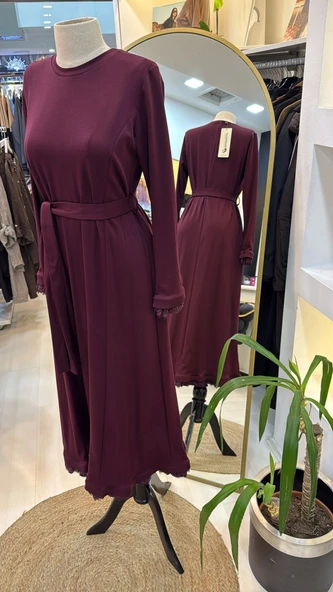 Misswhence Güpür Detaylı Elbise 38823 BORDO - 3