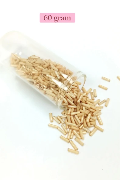 Uzun Boru Kesme Boncuk Çap 2mm Uzunluk 10 mm - 60 Gram - Koyu Krem - BNC268 ürün görseli 1