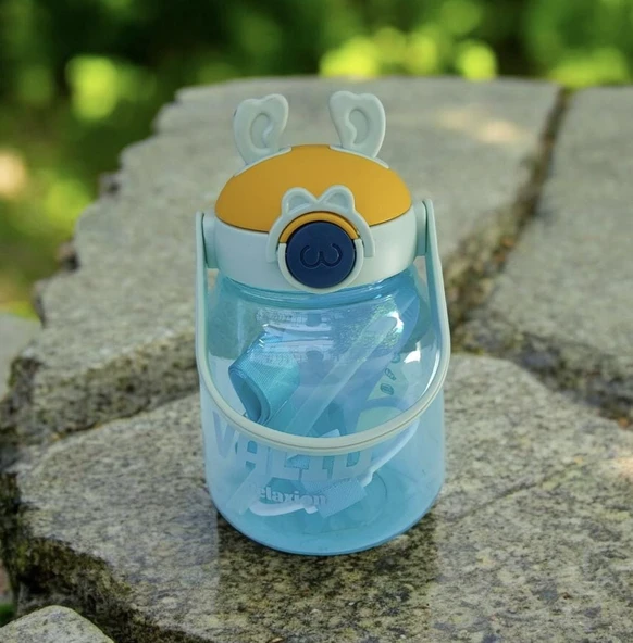 Çıkartma Hediyeli, Ithal Lüx Kulaklı mavil-Turuncu Matara/suluk 1100 ml - 2