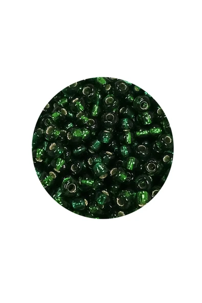 Dökme Cam Kum Boncuk (8/0) 3 mm - 20 Gram - Şeffaf Asker Yeşili - BNC177 - Resim 2