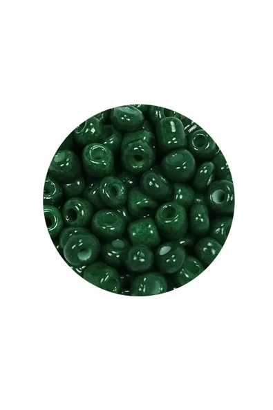 Dökme Cam Kum Boncuk Büyük Boy (6/0) 4 mm - 60 Gram - Koyu Yeşil - BNC140 - Resim 2