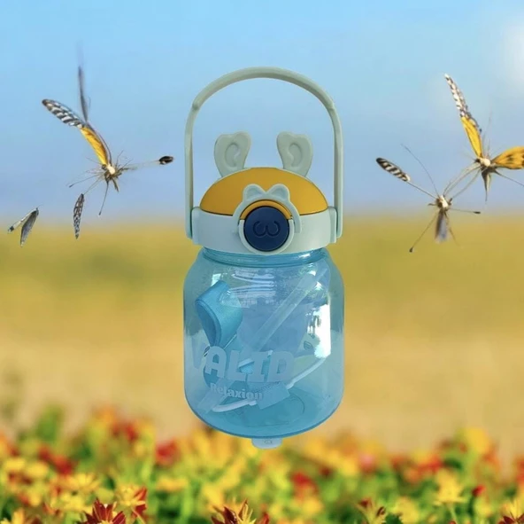 Çıkartma Hediyeli, Ithal Lüx Kulaklı mavil-Turuncu Matara/suluk 1100 ml - 3