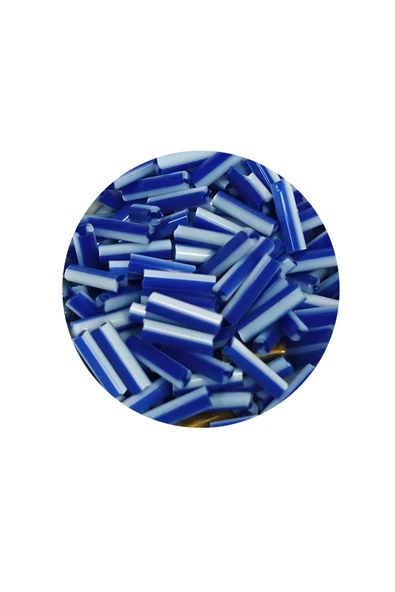 Uzun Boru Kesme Boncuk Çap 2mm Uzunluk 10 mm - 60 Gram - Mavi Beyaz - BNC275 - Resim 2